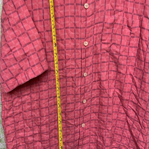 Tommy Bahama Island Zone Silk Blend Shirt Mens Size Large Pink Windowpane - Picture 5 of 6